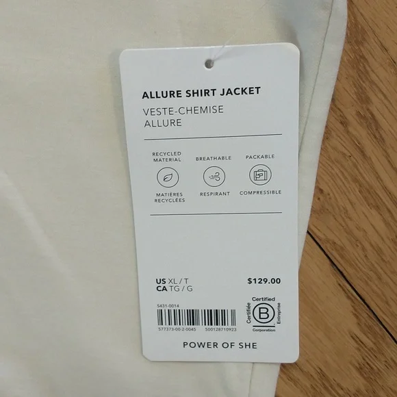 NWT Athleta Allure Shirt Jacket In Bone Size XLarge - Picture 6 of 12